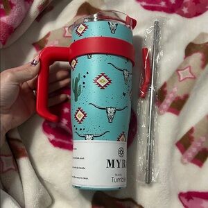 MYRA 40oz Travel Tumbler with Red Handle